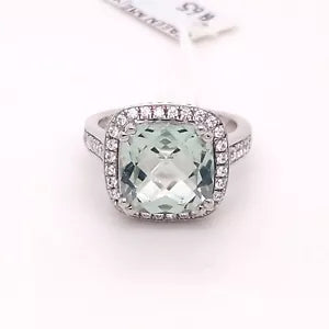 Ring-925 Green Ame & White Topaz Ring