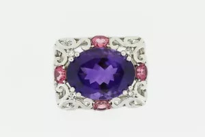 Miscellaenous-DOT925 Sterling Silver - Amethyst - Pink Tourmaline - White Topaz DOT