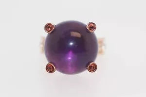 Ring-925 Vermeil Amethyst -Garnet -White Topaz Ring- 16DOT95 cts