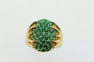 Ring-925 Yellow Vermeil w - Green Cubic Zirconia Ring