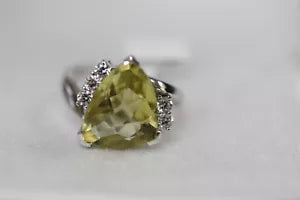 Ring-LEMON QUARTZ - WHITE TOPAZ RING