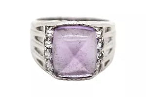 Ring-DOT925 sterling Silver - Amethyst - White Topaz Ring DOT