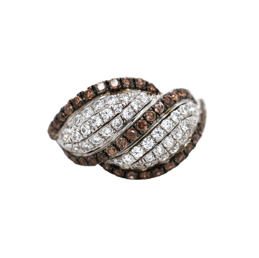 925 Brown Cubic Zirconia - White Topaz Ring - 2DOT50 cts