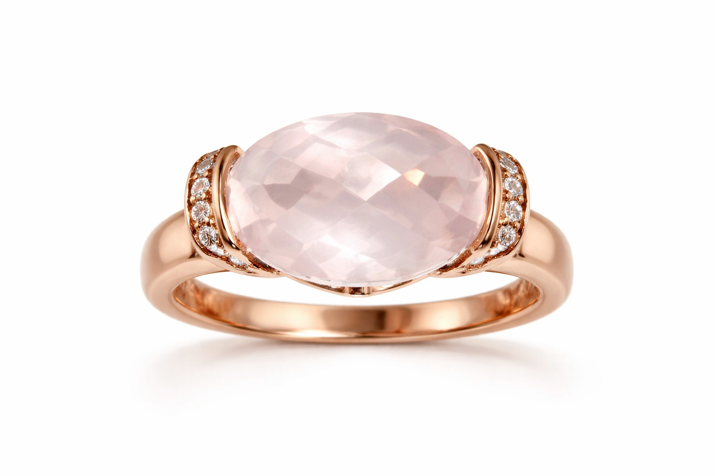Rose Quartz - White Topaz Ring