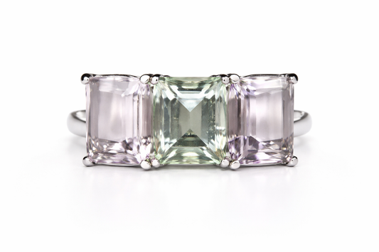 Green Amethyst - Pink Amethyst Ring