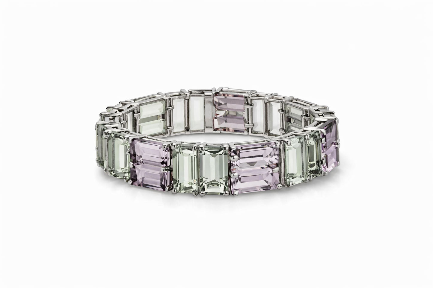 925 Green Amythyst-Pink Amythyst bracelet -110 cts