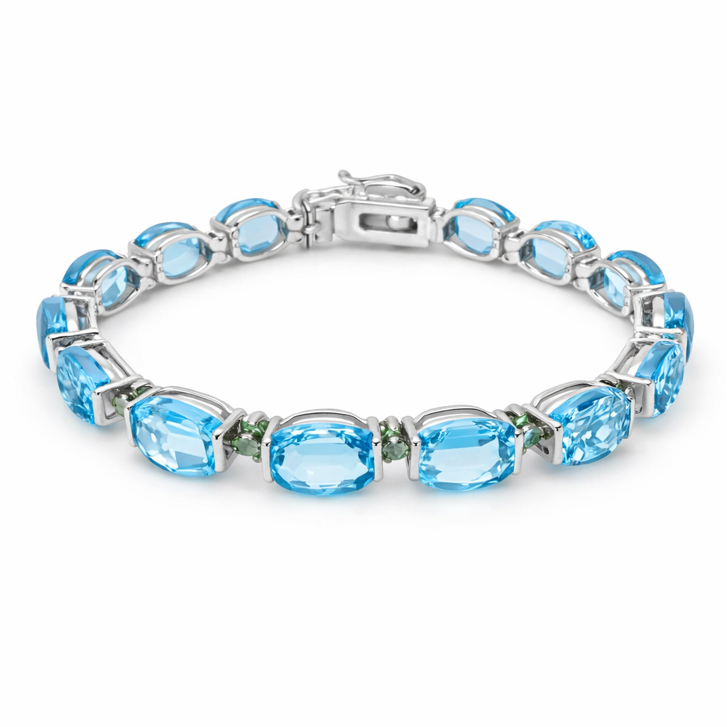 Blue Topaz- Chrome Diopside Bracelet