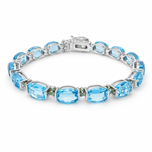 Blue Topaz- Chrome Diopside Bracelet