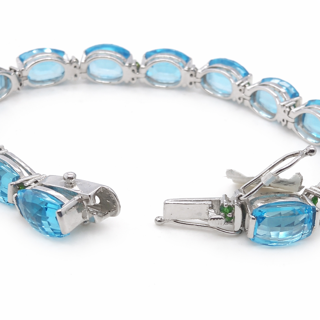 Blue Topaz- Chrome Diopside Bracelet