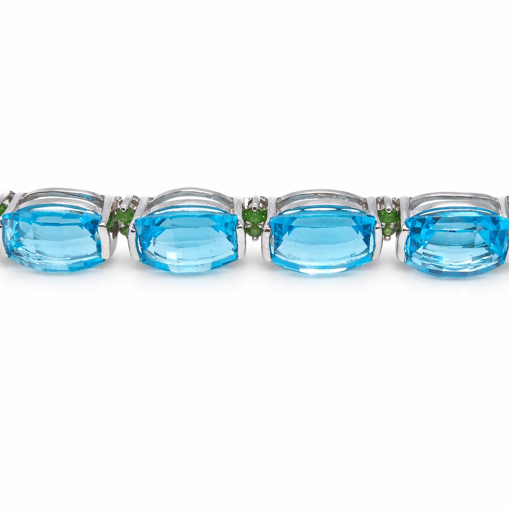 Blue Topaz- Chrome Diopside Bracelet