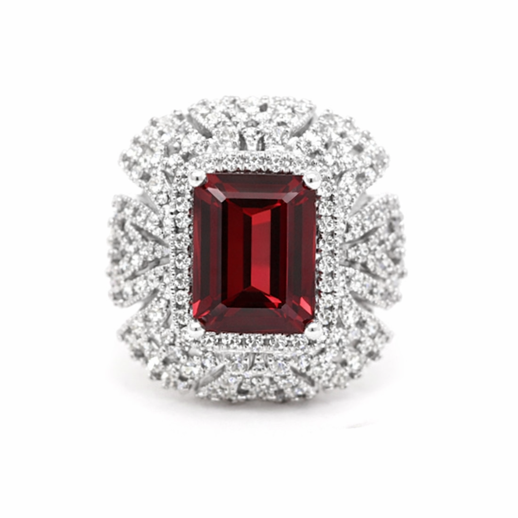 Wine Garnet - White Topaz Ring