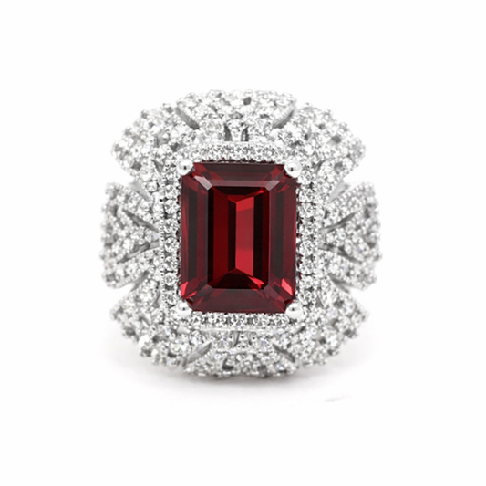 Wine Garnet - White Topaz Ring