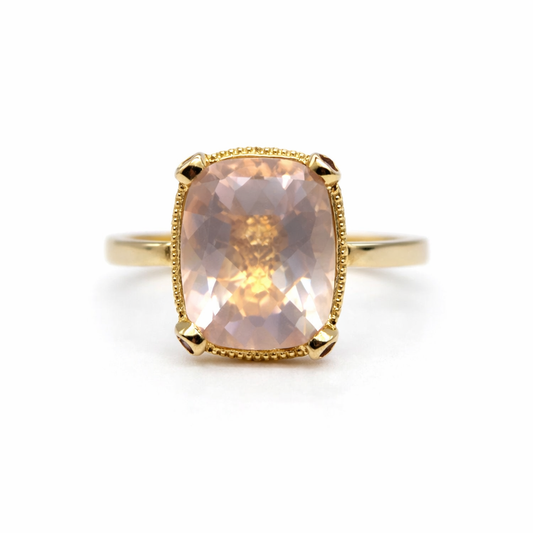 Rose Quartz- Ruby- White Topaz Ring