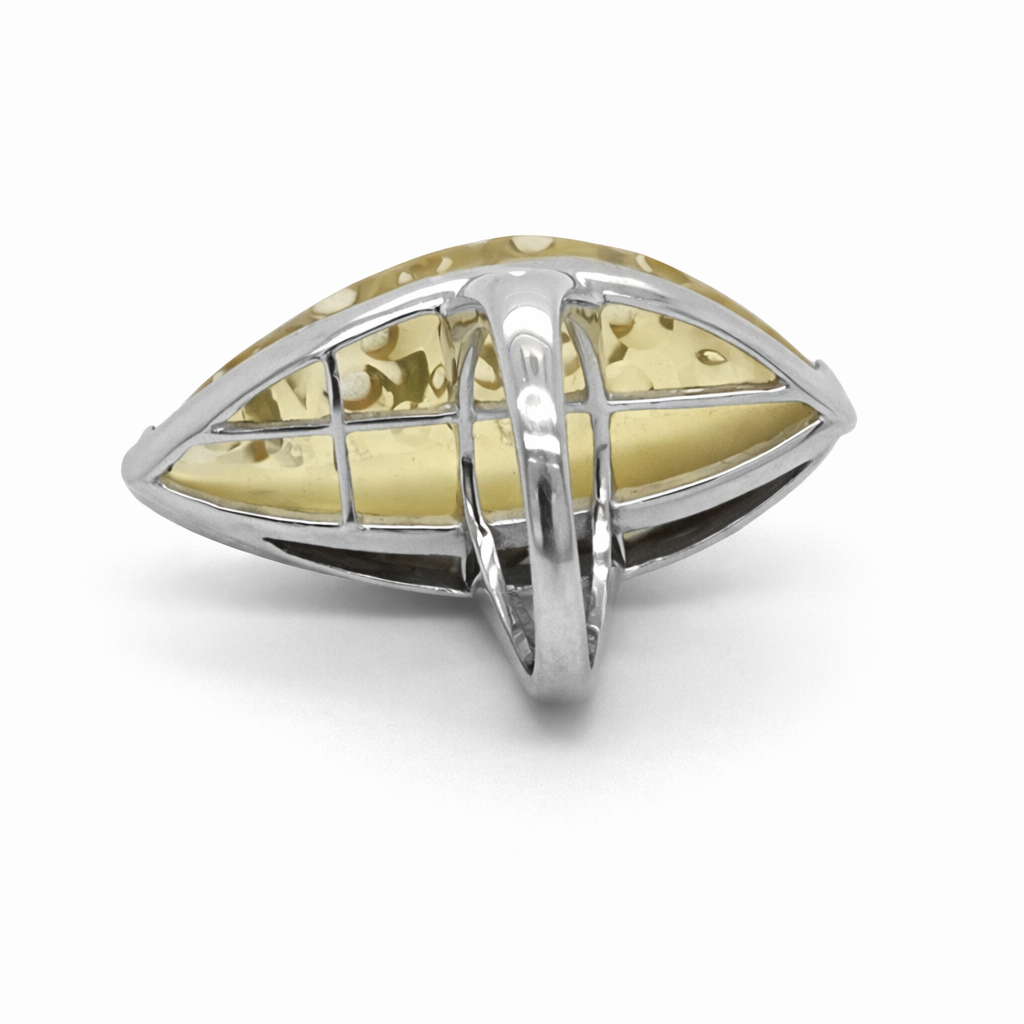 Lemon Cheese Qtz- Orange Sapphire Ring