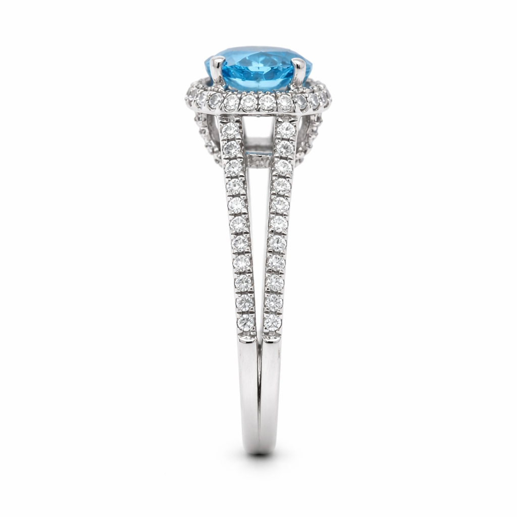 Swiss Blue Topaz - White Topaz Ring