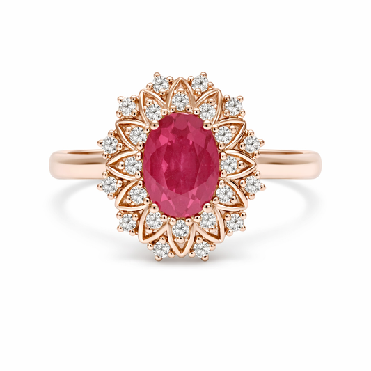 Attractive Burma Ruby with Diamond Ring