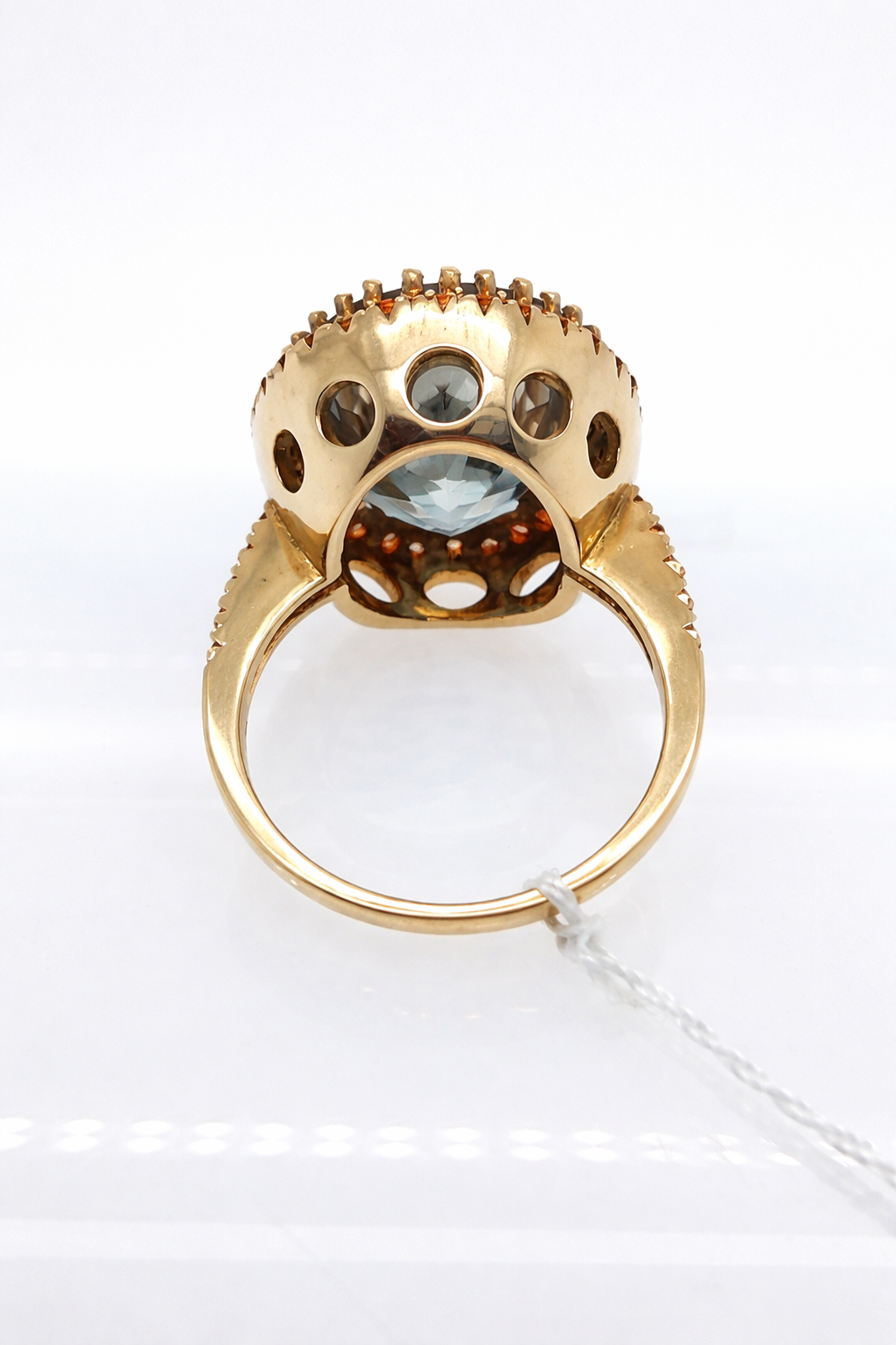 Green Amethyst- Orange Sapphire Ring
