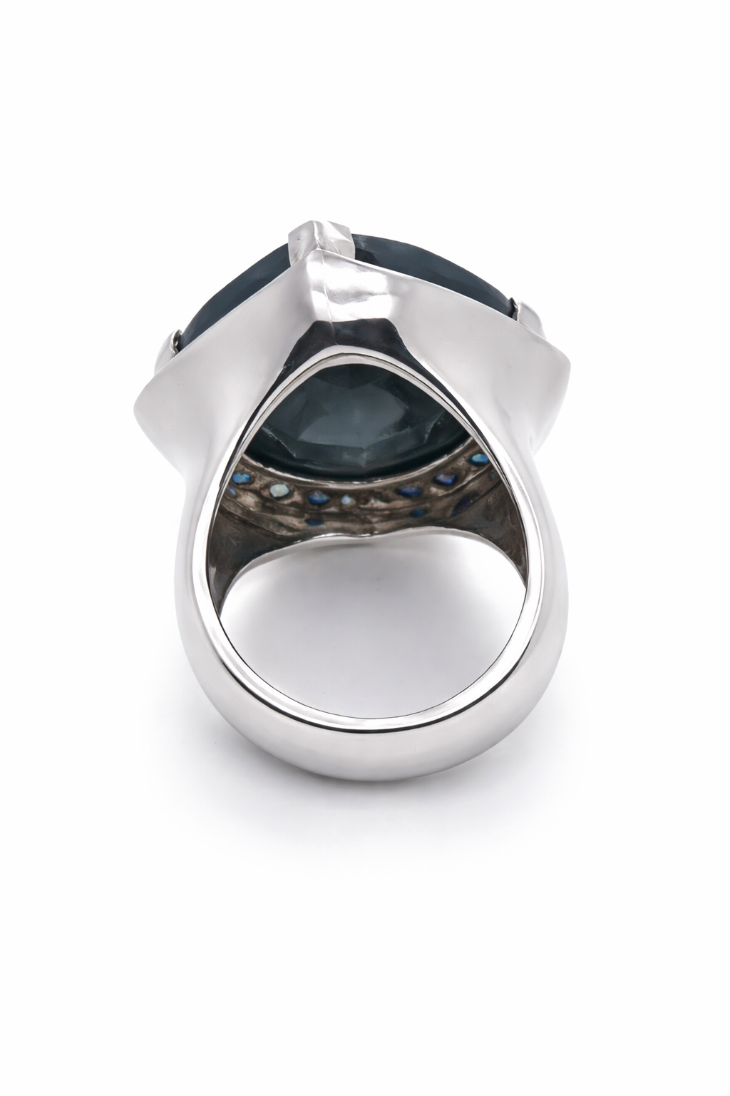 Black Sapphire- Blue Sapphire 925 Silver Ring, 39DOT25 CTW