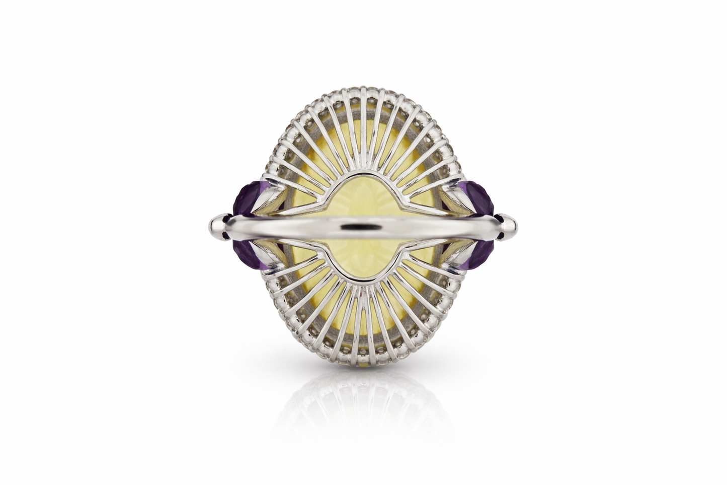 925 SS Lemon Quartz - Amethyst - White Topaz Ring - 21DOT50 cts