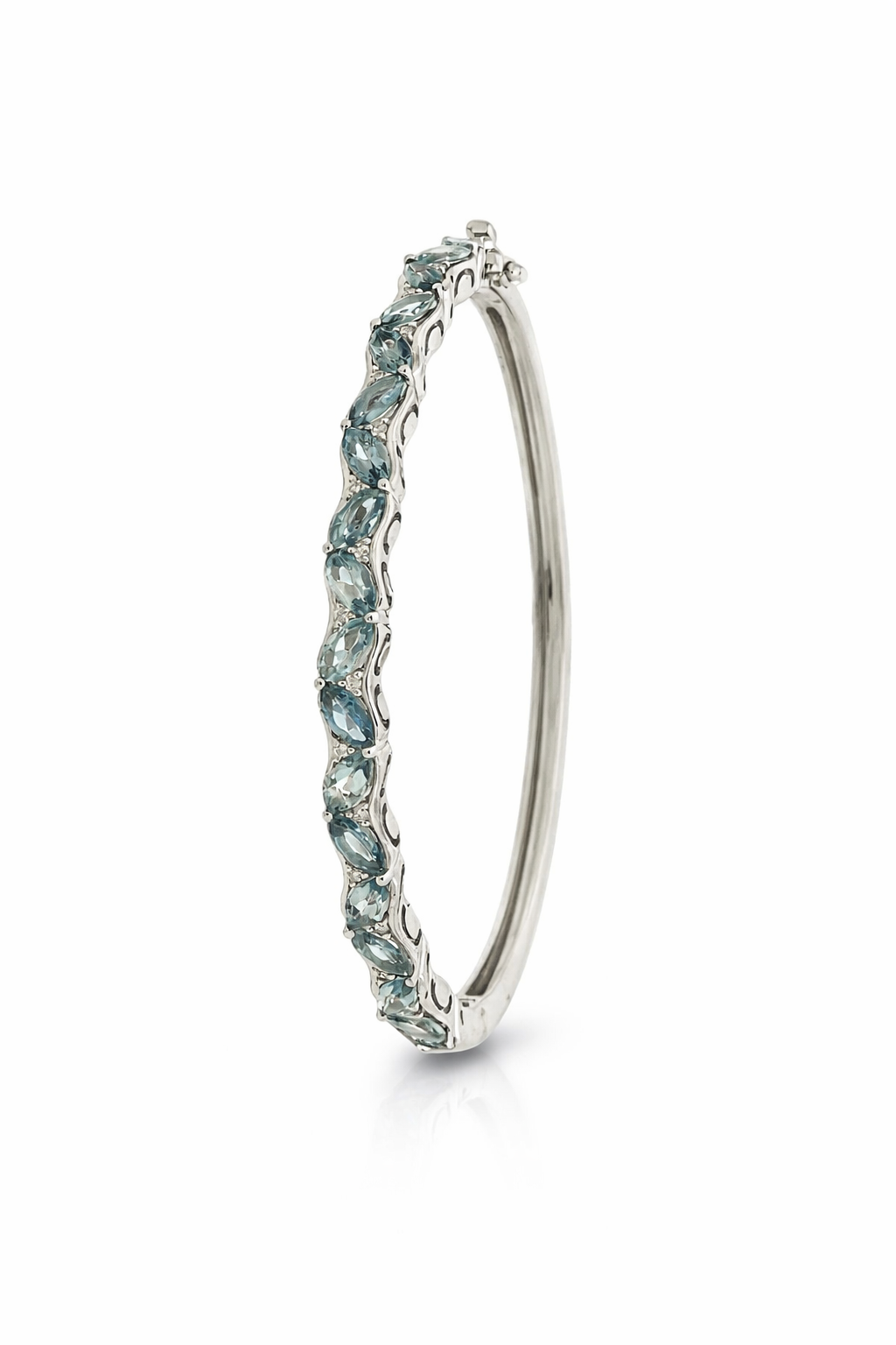 925 Sterling silver Santamaria Aquamarine-White SapphireDOT Bracelet 4cts