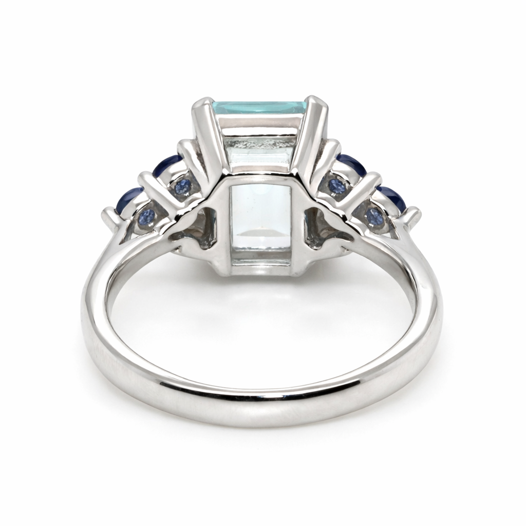 925 AQUAMARINE - SAPPHIRE RING