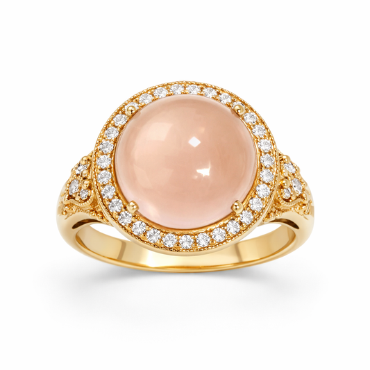 Rose Quartz & White Topaz Ring