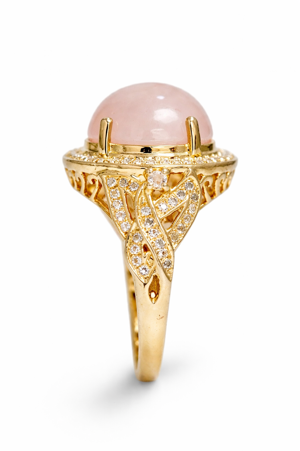 Rose Quartz & White Topaz Ring