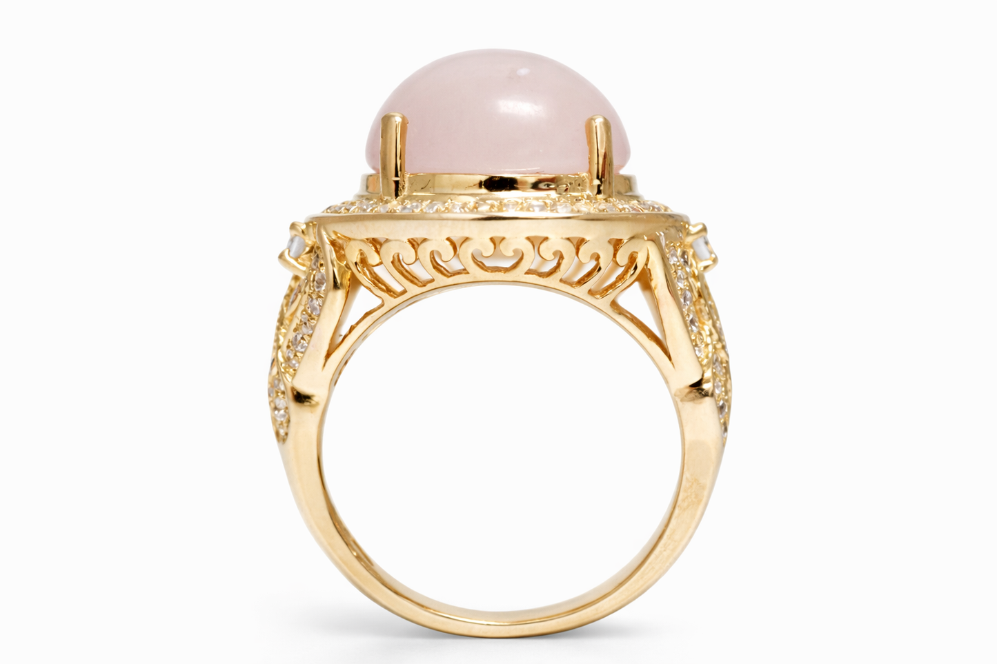 Rose Quartz & White Topaz Ring