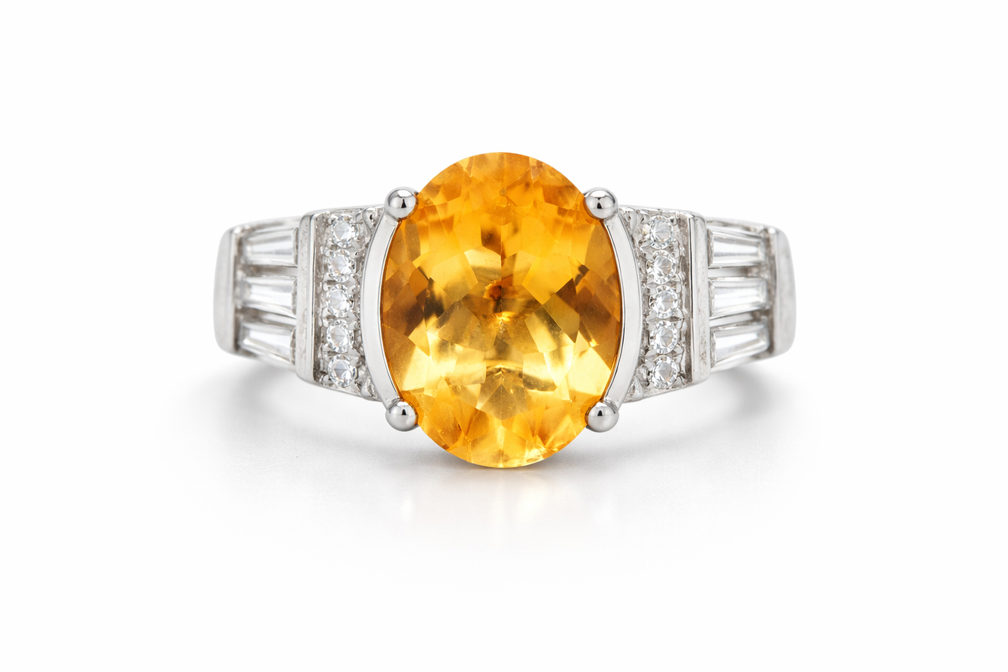 Citrine - Cubic Zirconia - White Topaz Ring