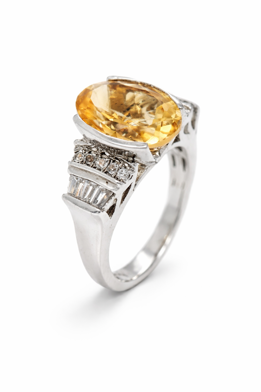 Citrine - Cubic Zirconia - White Topaz Ring