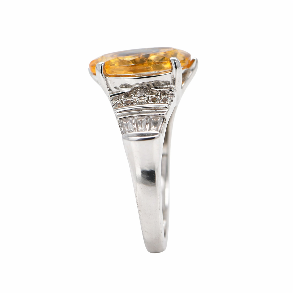 Citrine - Cubic Zirconia - White Topaz Ring