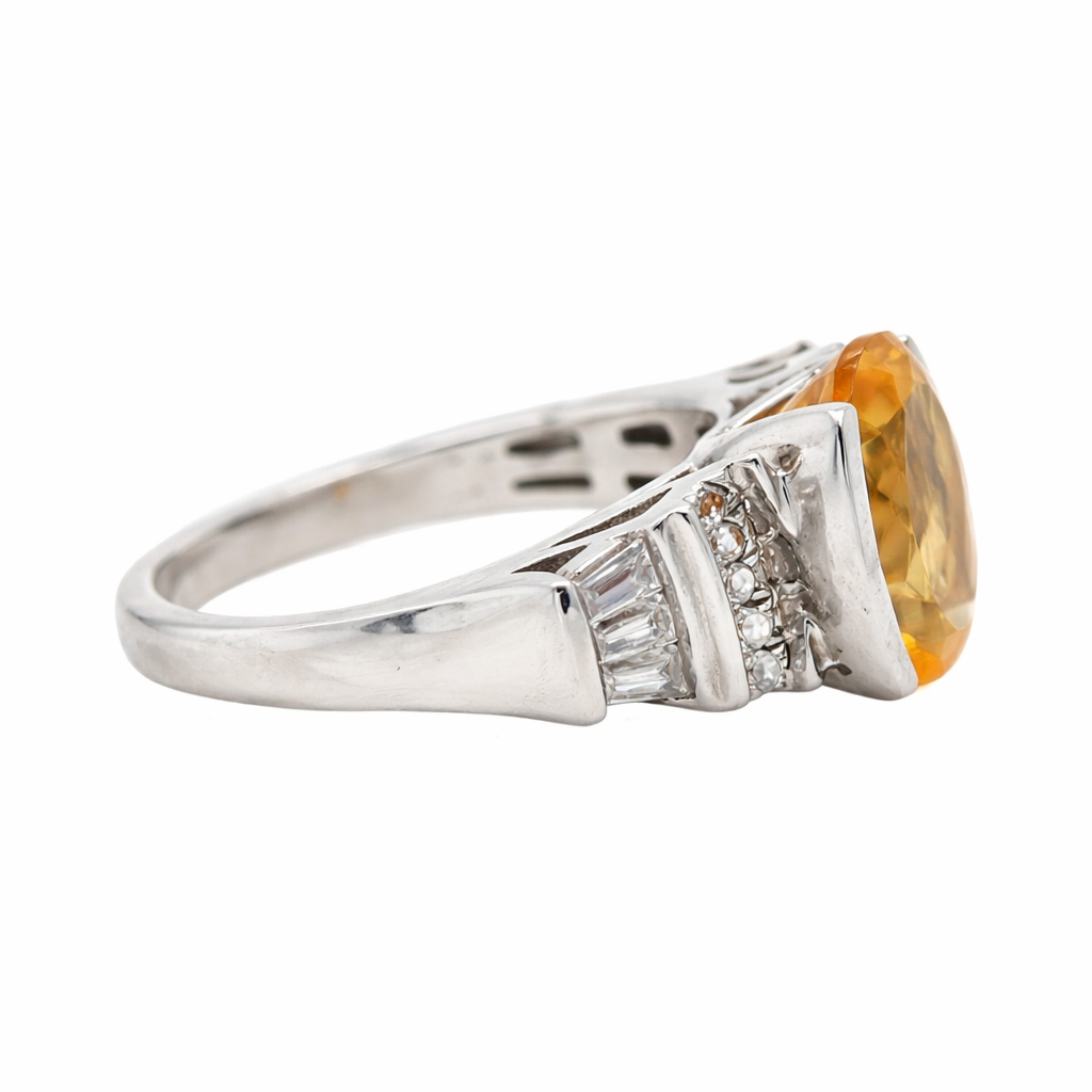 Citrine - Cubic Zirconia - White Topaz Ring