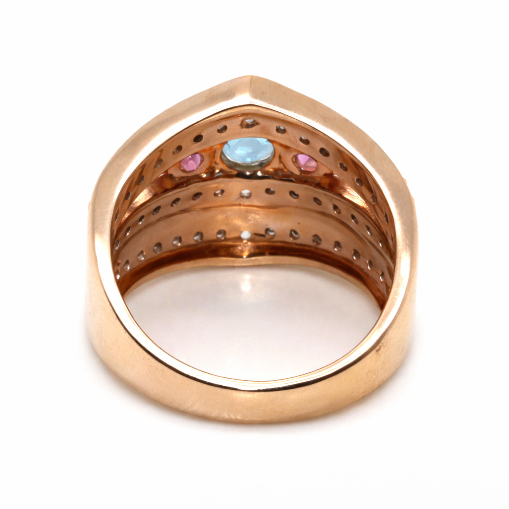 Santa Maria Aquamarine - Pink Sapphire - Diamond Ring