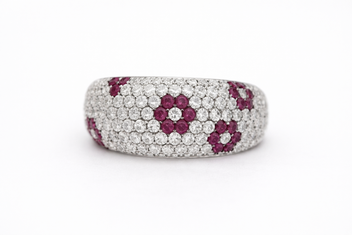 DOT925 Sterling Silver - Created Ruby - White Topaz Ring DOT