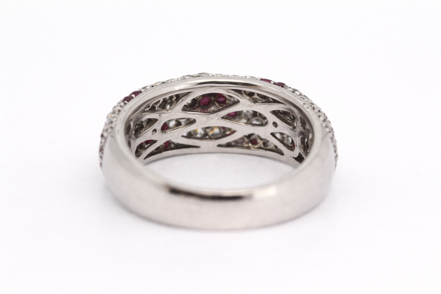 DOT925 Sterling Silver - Created Ruby - White Topaz Ring DOT