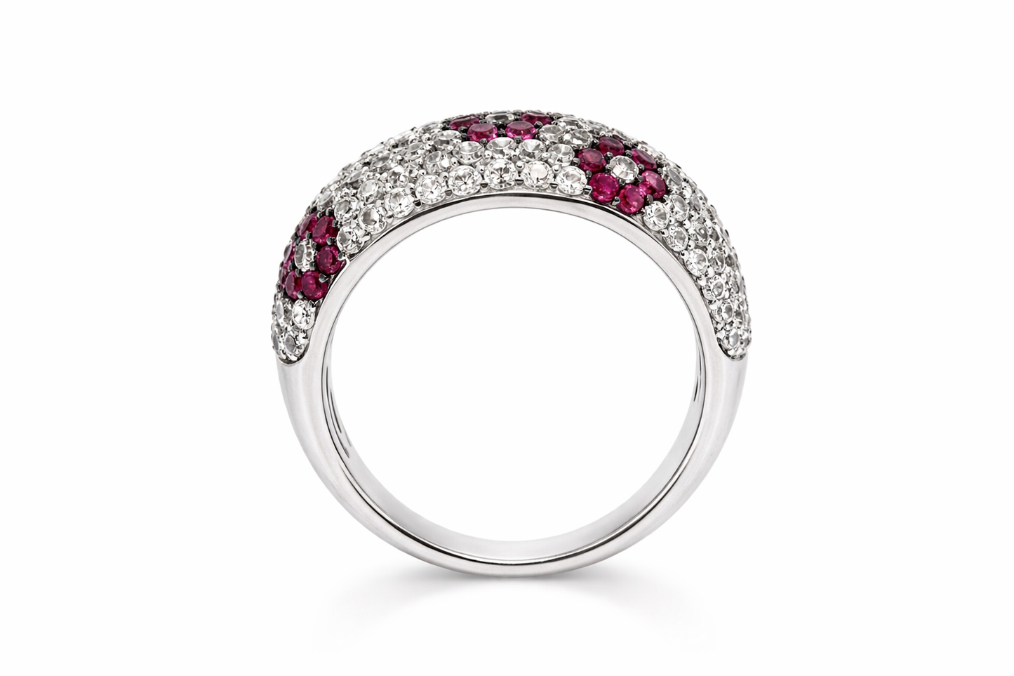 DOT925 Sterling Silver - Created Ruby - White Topaz Ring DOT