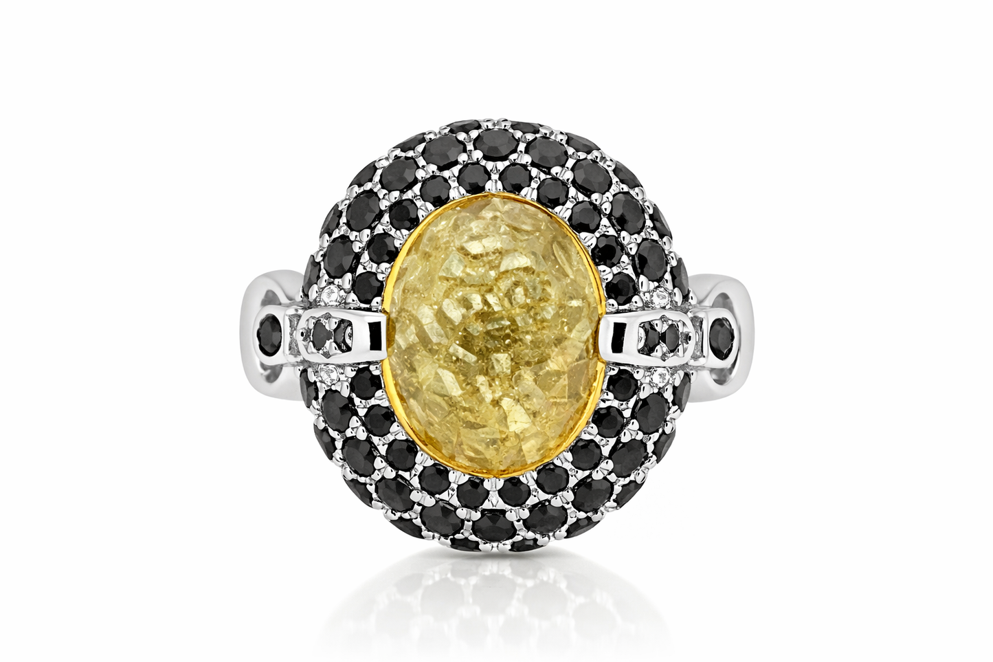 DOT925 Sterling Silver - Citrine - Black Spinel Ring DOT