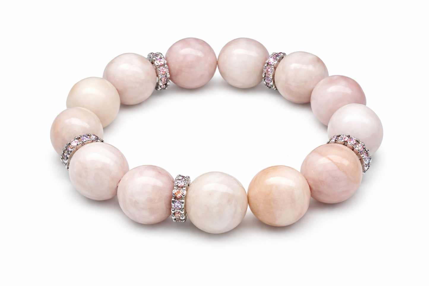 Morganite Bead A Quality - Rhodolite Garnet Stretch Bracelet