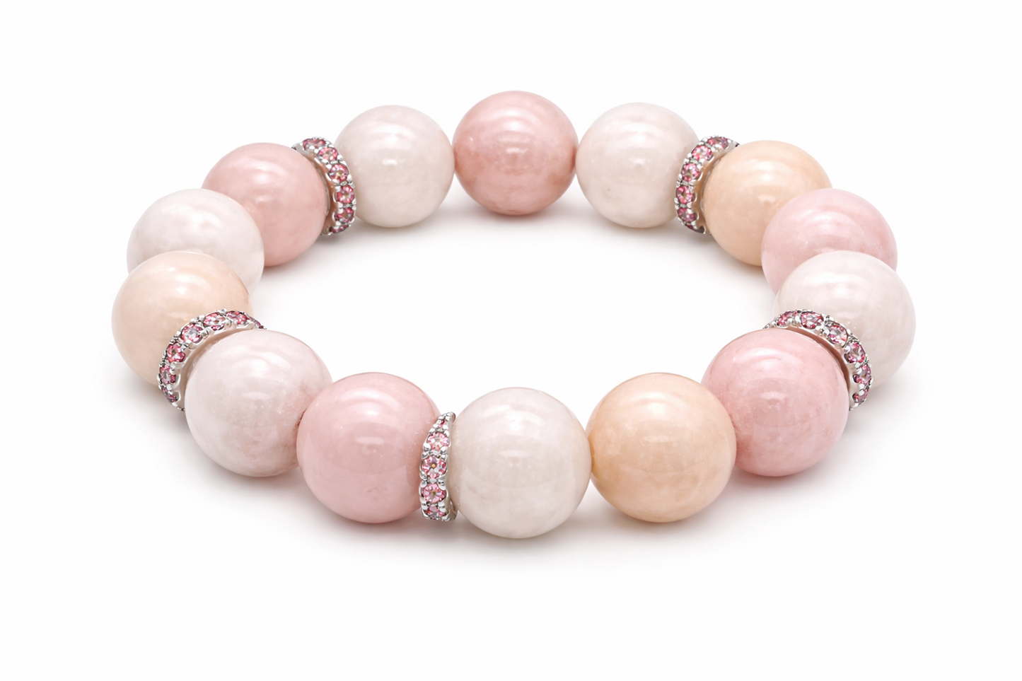 Morganite Bead A Quality - Rhodolite Garnet Stretch Bracelet