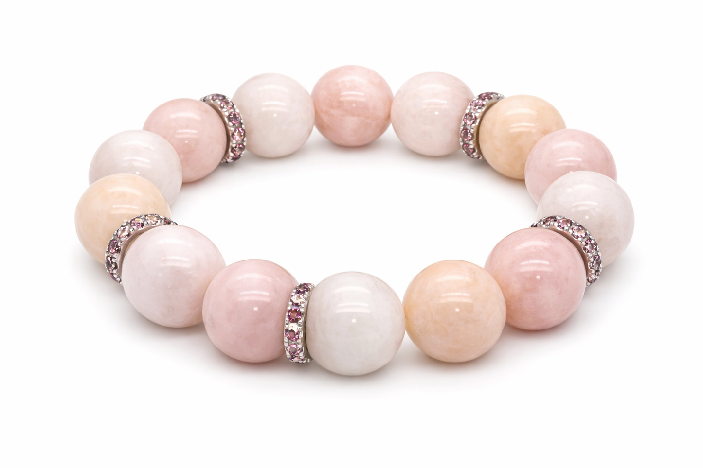 Morganite Bead A Quality - Rhodolite Garnet Stretch Bracelet