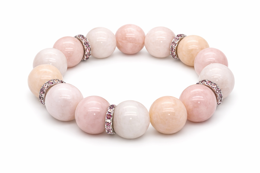 Morganite Bead A Quality - Rhodolite Garnet Stretch Bracelet