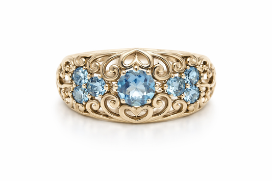 Tsavorite- Santa Maria AQ - Diamond Ring