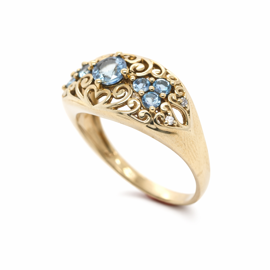 Tsavorite- Santa Maria AQ - Diamond Ring