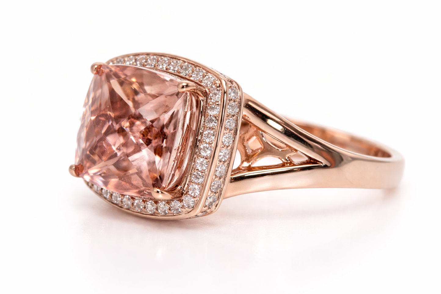 925 Silver , Morganite - White Topaz Ring