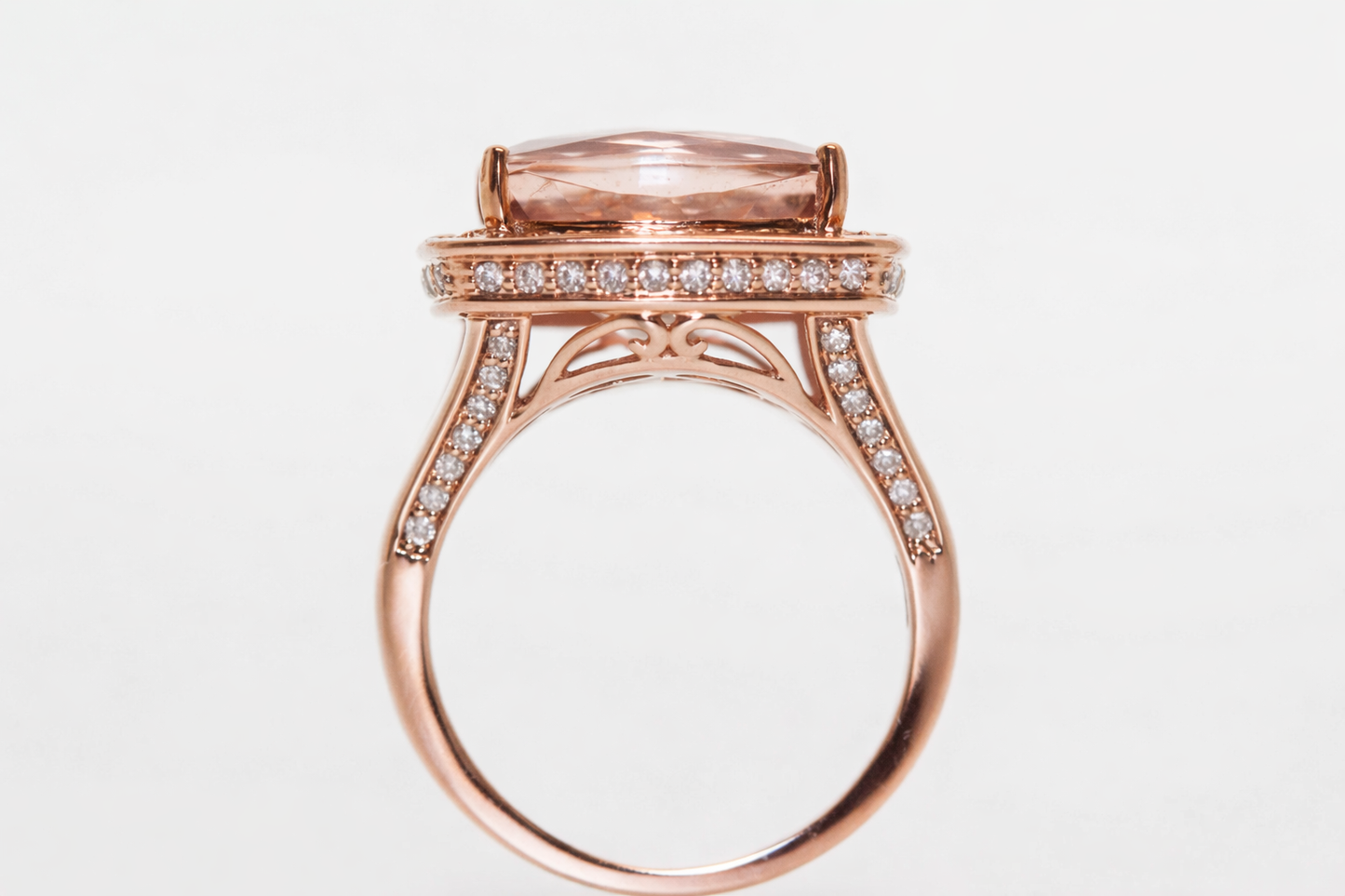 925 Silver , Morganite - White Topaz Ring