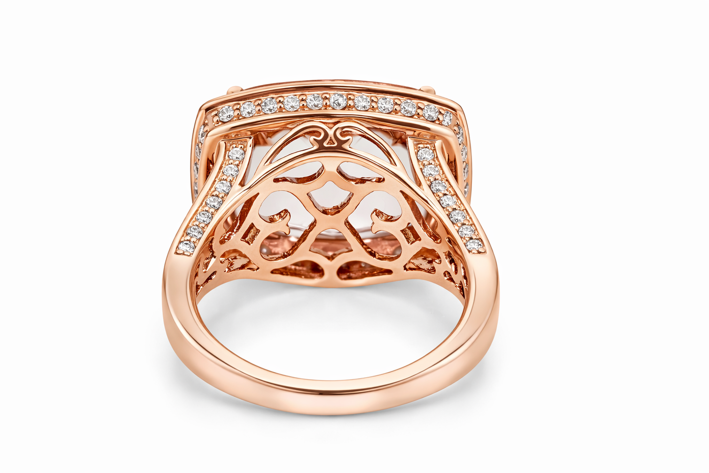 925 Silver , Morganite - White Topaz Ring