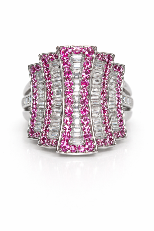 Syn Ruby & White Tapered Cz Ring