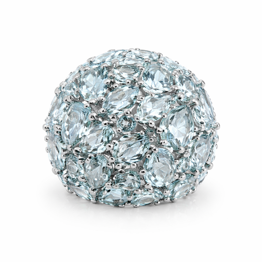 Unheated Aquamarine - Blue Sapphire Ring