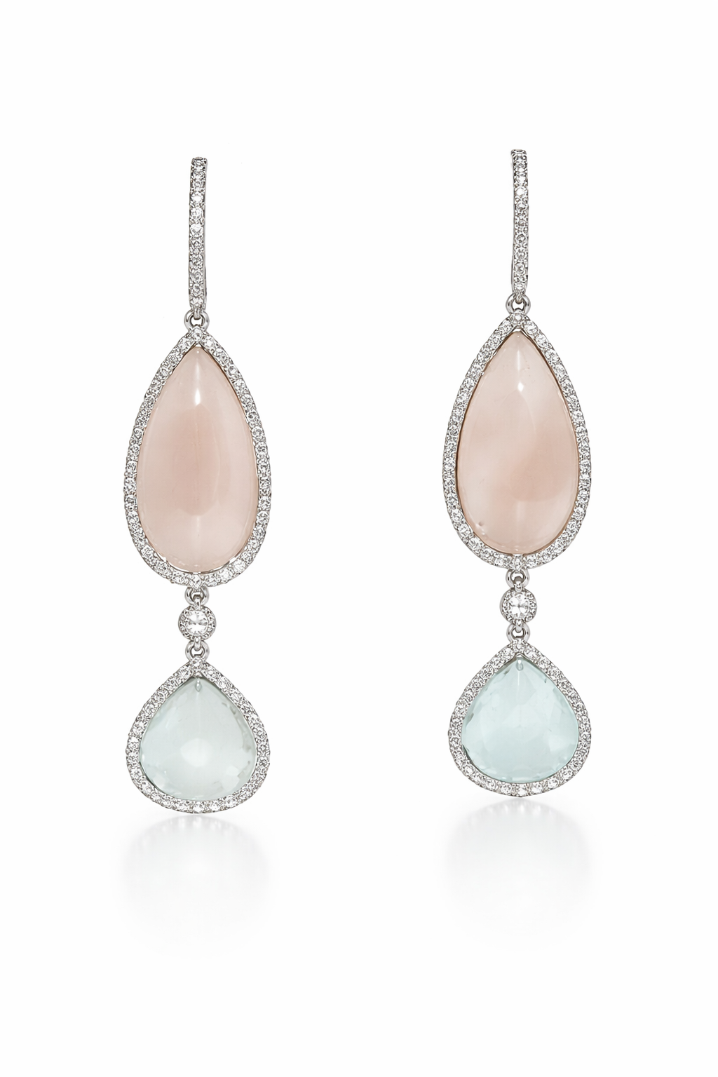 Chalcedony- White Topaz Dangle Drop Earring