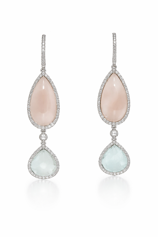 Chalcedony- White Topaz Dangle Drop Earring